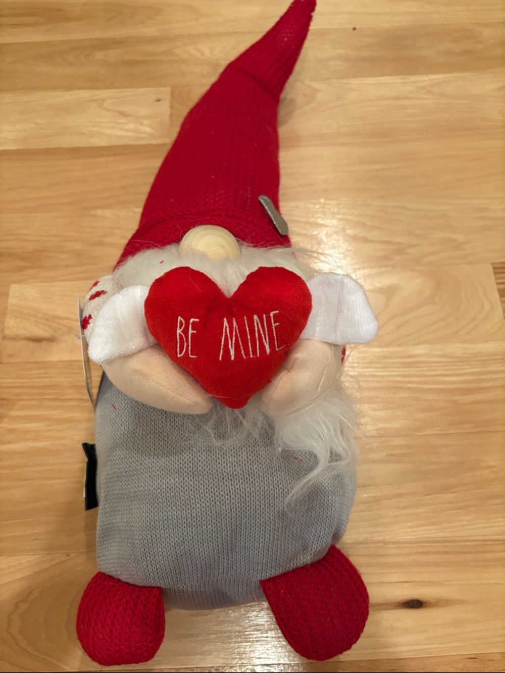 Red Knit Valentine Gnome Plush with Heart Accent